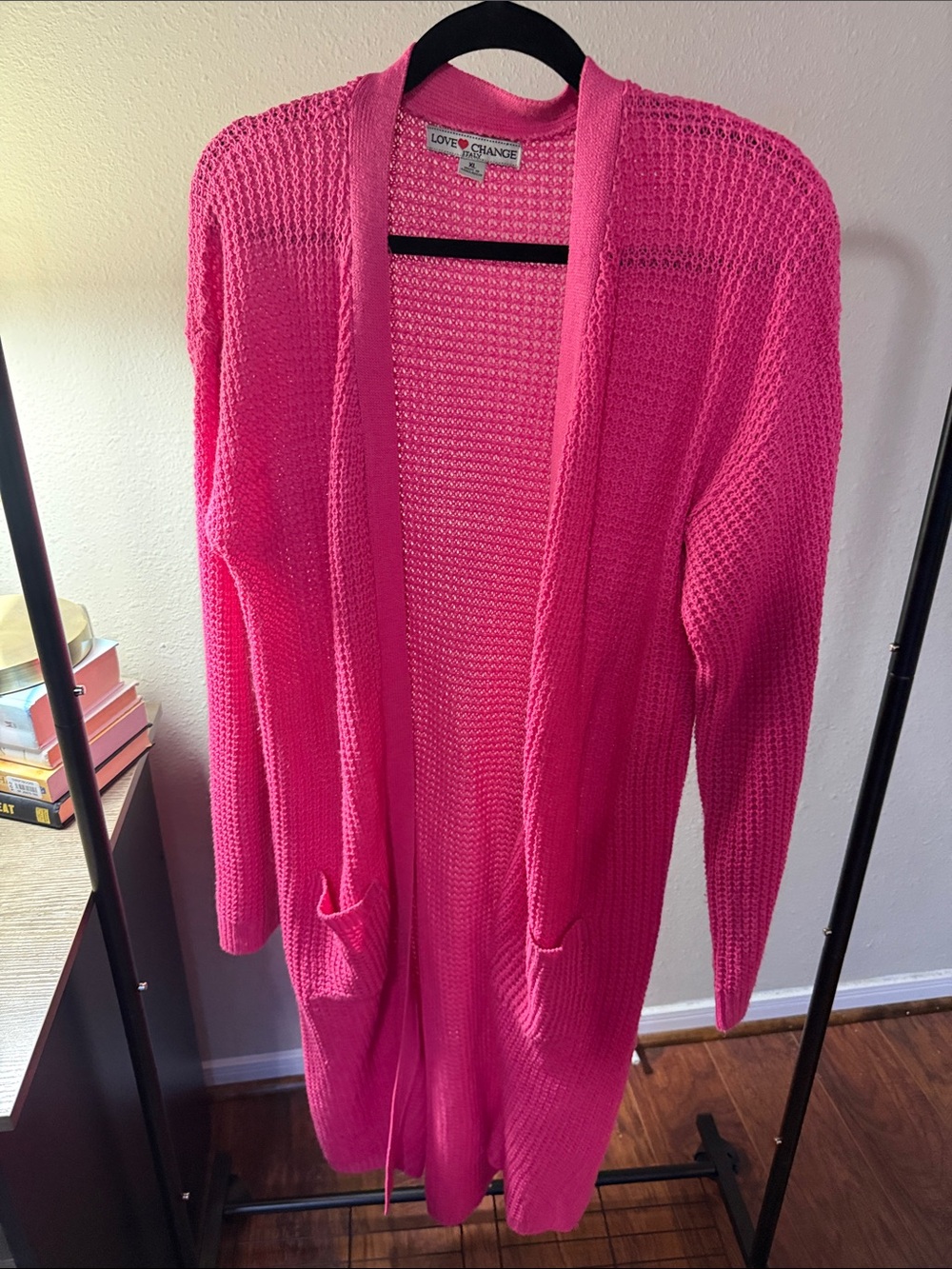 Hot Pink Long Sweater Cardigan
